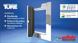 Abbildung Wellhöfer Kniestocktüre wandbündige Ausführung mit PushLock-Verschluss und WärmeSchutz 4D