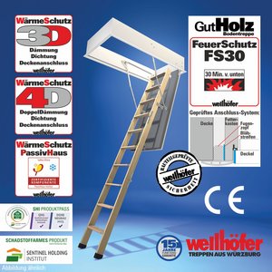 Abbildung Wellhöfer Bodentreppe GutHolz FeuerSchutz FS30 WärmeSchutz