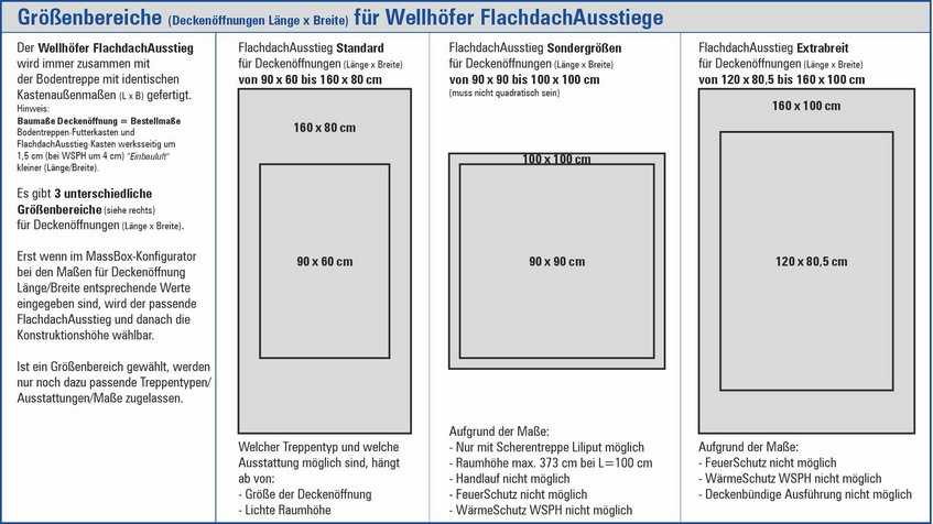 Abbildung Wellhöfer FlachdachAusstieg Maße Größenbereiche