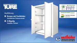 Abbildung Wellhöfer Kniestocktüre mit Korpus und 2 Fachböden, 2-flügelig