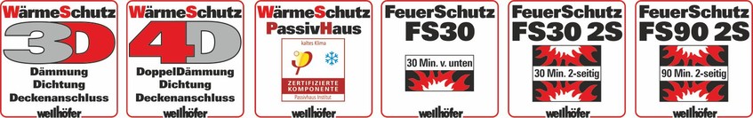 Abbildung Logos WärmeSchutz und FeuerSchutz für Wellhöfer Bodentreppen