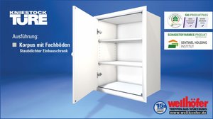 Abbildung Wellhöfer Kniestocktüre mit Korpus und 2 Fachböden